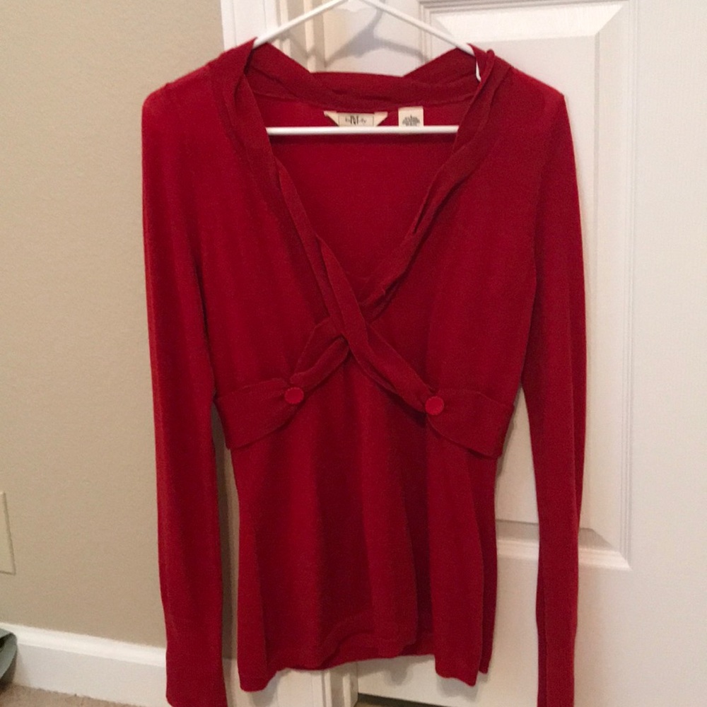 Red sweater from Anthropologie